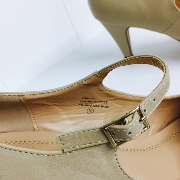 Size 10 Tan Retro Pinup Mary Jane Heels Classics - Picture 5 of 7